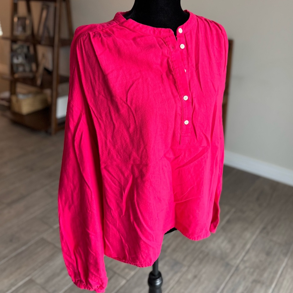 GAP Hot Pink Flannel Blouse size XL Tall